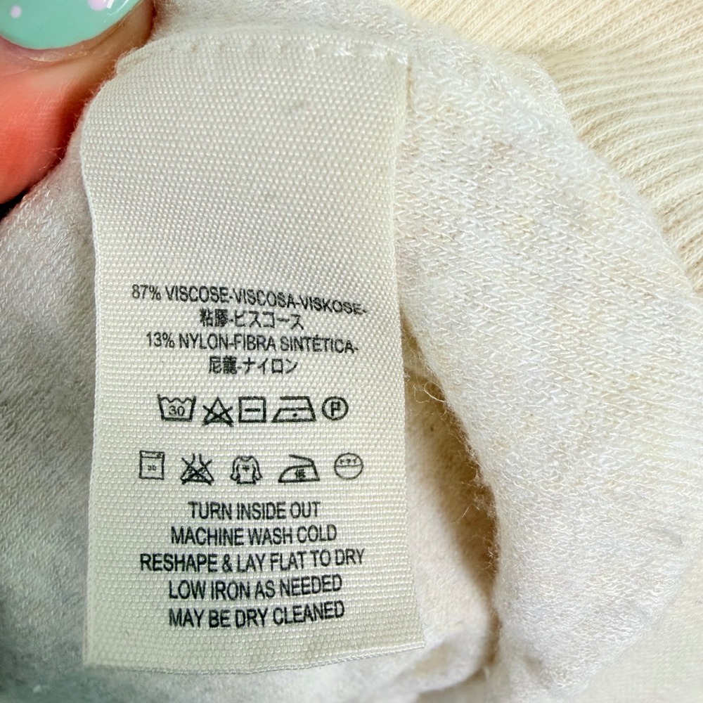 Free People Take It‎ Off V-Neck Pullover Sweater Sweatshirt Cream OB888256 XS - Picture 6 of 8
